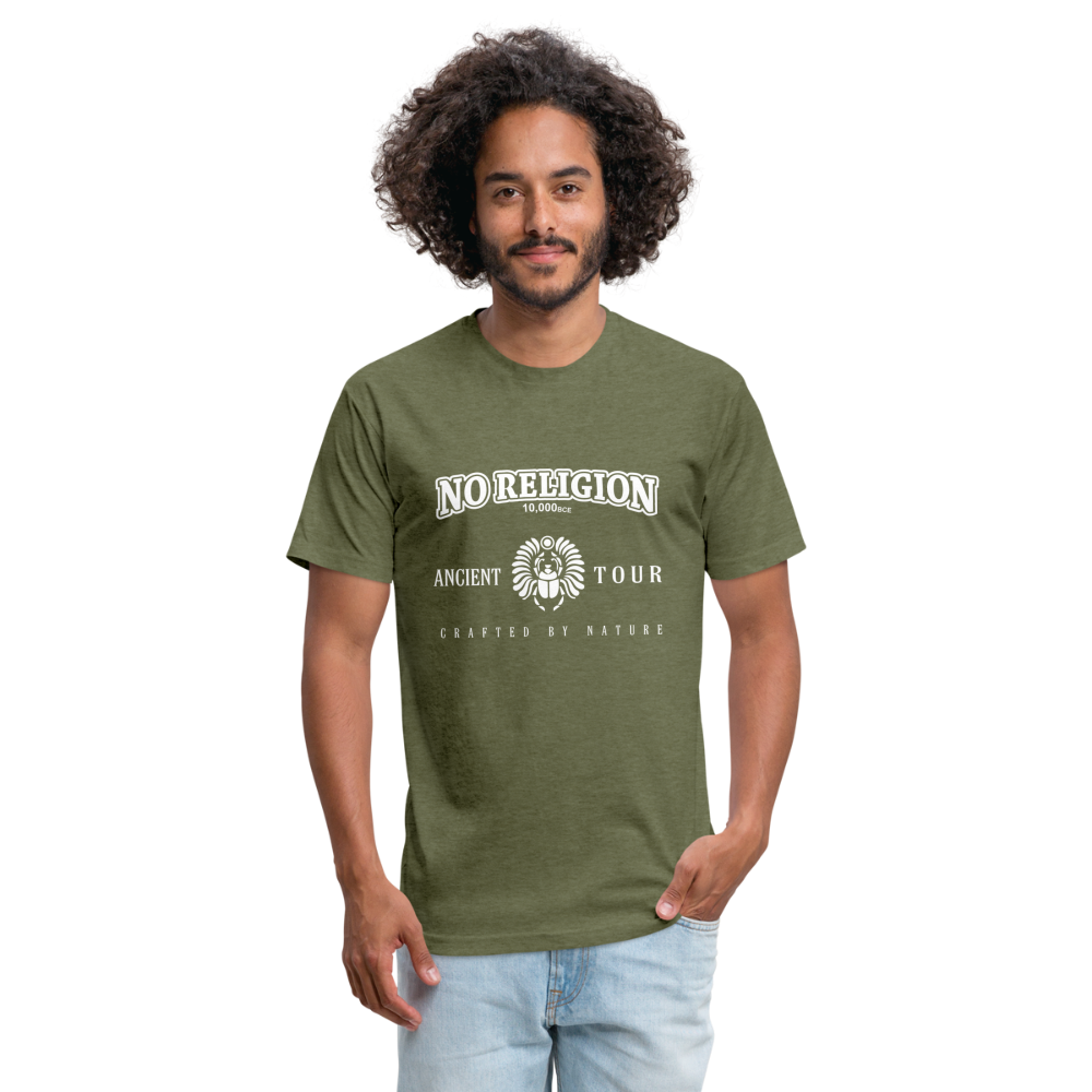 No Religion (Fitted Cotton/Poly T-Shirt by Next Level) - heather military green