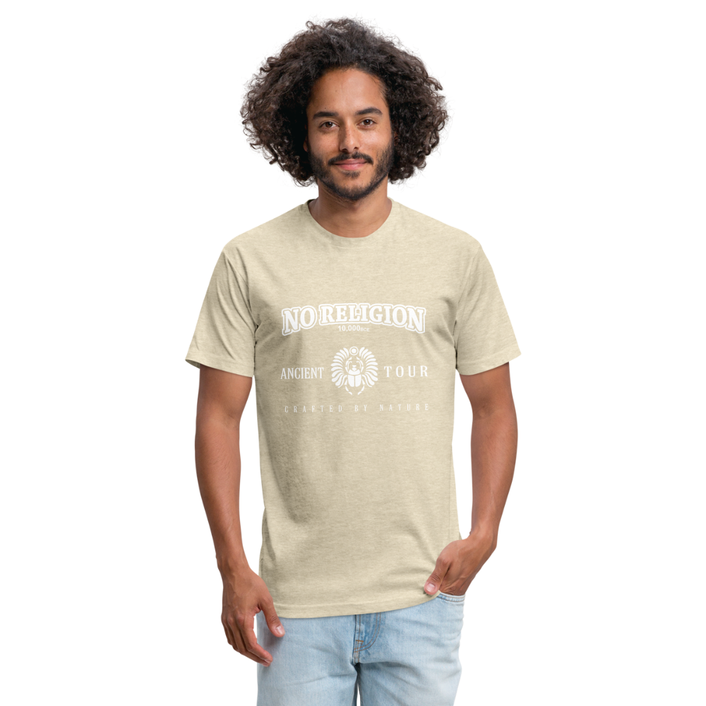 No Religion (Fitted Cotton/Poly T-Shirt by Next Level) - heather cream