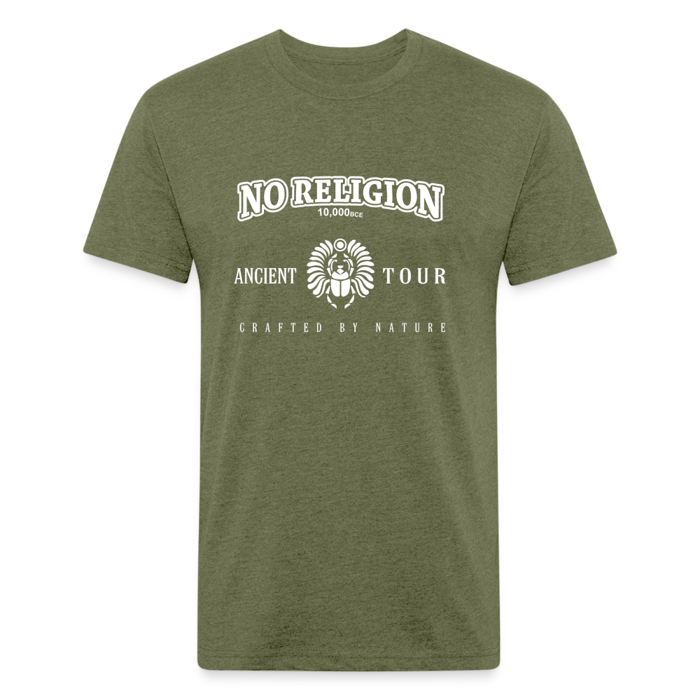 No Religion (Fitted Cotton/Poly T-Shirt by Next Level) - heather military green