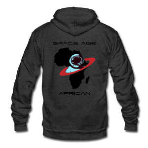 Space age african(Unisex Fleece Zip Hoodie) - charcoal gray