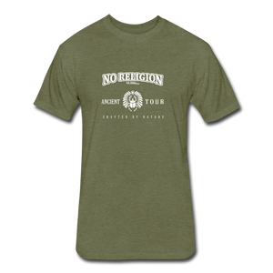 No Religion(Fitted Cotton/Poly T-Shirt by Next Level) - heather military green