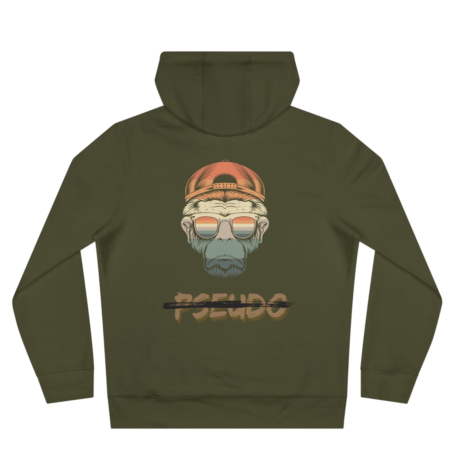 King Skull Hoodie — 'PSEUDO' Retro Skull Graphic Hooded Sweatshirt