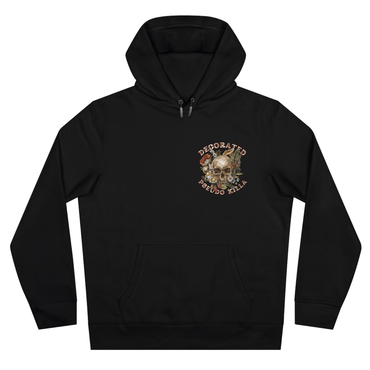 King Skull Hoodie — 'PSEUDO' Retro Skull Graphic Hooded Sweatshirt