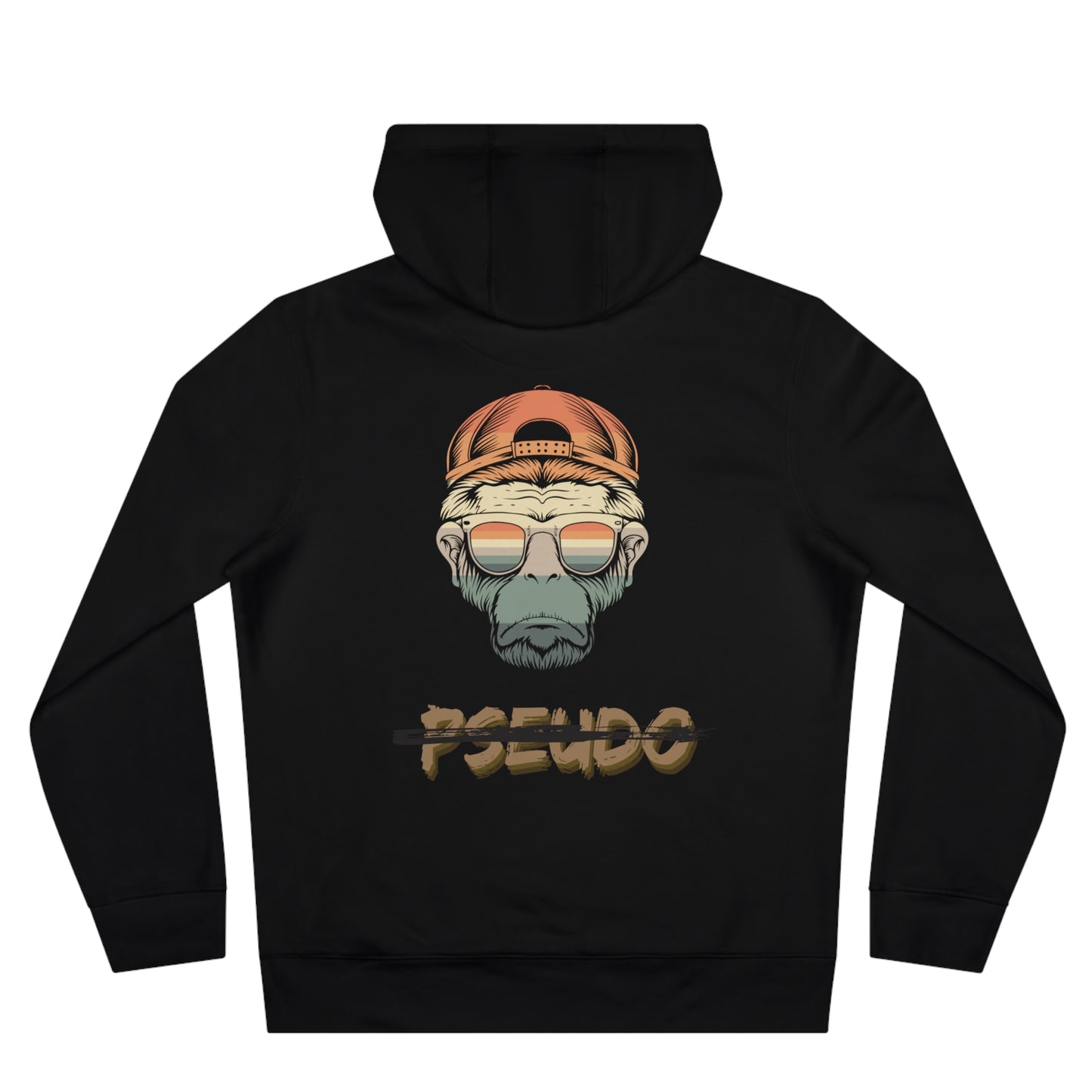 King Skull Hoodie — 'PSEUDO' Retro Skull Graphic Hooded Sweatshirt