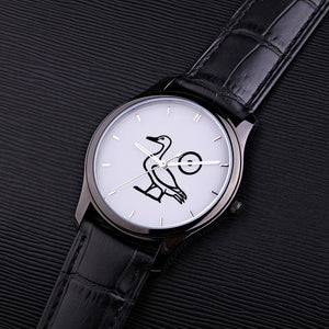 30 Meters Waterproof Quartz Fashion Watch With Black Genuine Leather Band