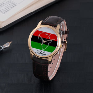 30 Meters Waterproof Quartz Fashion Watch With Brown Genuine Leather Band