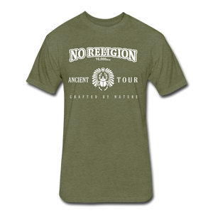 No Religion (Fitted Cotton/Poly T-Shirt by Next Level) - heather military green