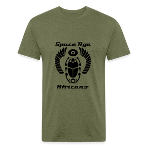 Space Age Africans (Fitted Cotton/Poly T-Shirt by Next Level) - heather military green