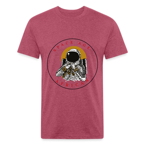 Space Age Africans(Fitted Cotton/Poly T-Shirt by Next Level) - heather burgundy