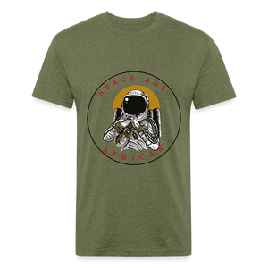 Space Age Africans(Fitted Cotton/Poly T-Shirt by Next Level) - heather military green